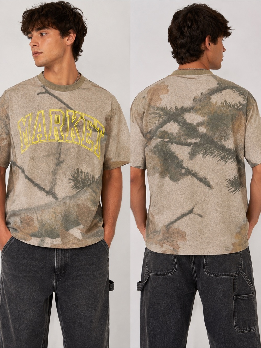 Market M Golden Arch T Shirt Men’s M Camouflage Nature Streetwear Casual Tee